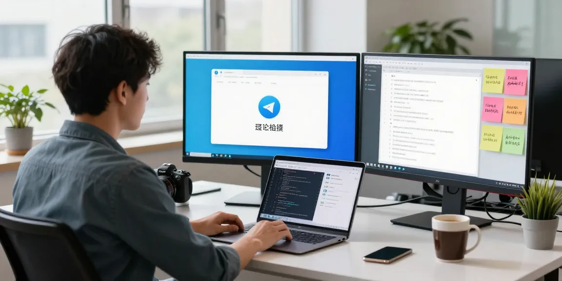Experience Telegram Chinese Version settings through a modern tech workspace showcasing language adaptation.